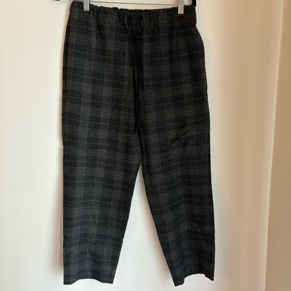 The Group Babaton Women gray plaid pull on drawstring office wear pants M EUC!
